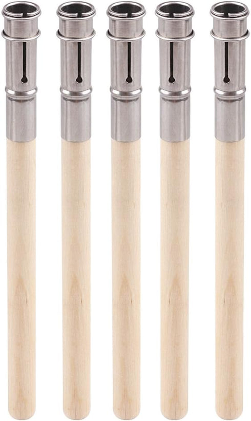 GTHER 5PCS Wooden Pencil Extender, Adjustable Lengthener Holder with Aluminum Handle for Colored Pencils & Crayons
