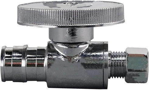EZ-Fluid Expansion Type Pex Valve - 3/8"OD Compression x 1/2"Pex Fittings, LF Brass Straight Stop Valve