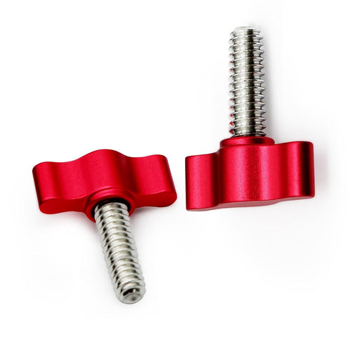 Xadnitu 1/4"-20 x 1" Thread Thumb Screw, Stainless Steel Standard/Coarse Thread with Red Aluminum Knob, 4 Packs