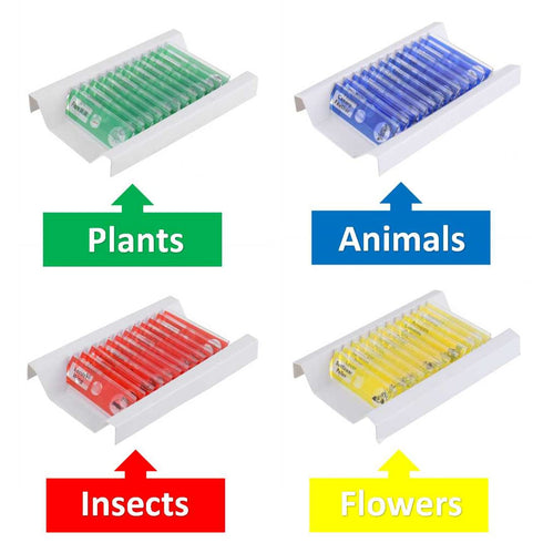 48 PCS Prepared Microscope Slides Set, Insects Animals Flowers Plants for Student Education