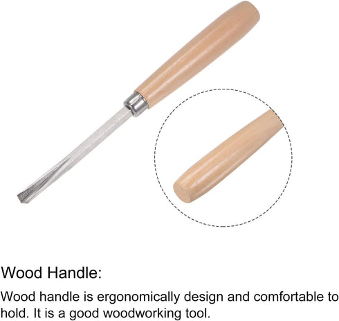 uxcell Wood Chisels Carving Knife, 10mm Chrome Plated Carbon Steel Triangle Tip Hand Tool, 165mm Length