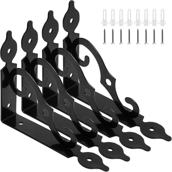 Luomorgo 4 Pcs L Bracket Decorative Shelf Brackets, Wall Mounted L Shape Floating