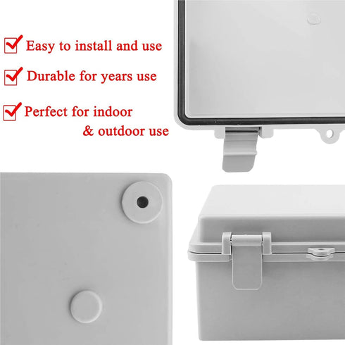 Sunnyglade ABS Plastic Dustproof Waterproof IP65 Junction Box Universal Durable Electrical Project Enclosure with Lock (3.9"x7.9"x2.8")