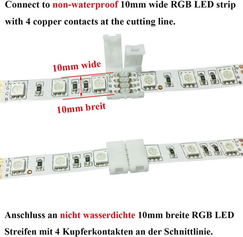 10pcs 4 10mm 5050 RGB LED Strip Connector Pin LED Tape Connector LED Ribbon Quick Connector LED Rope Clip Connector