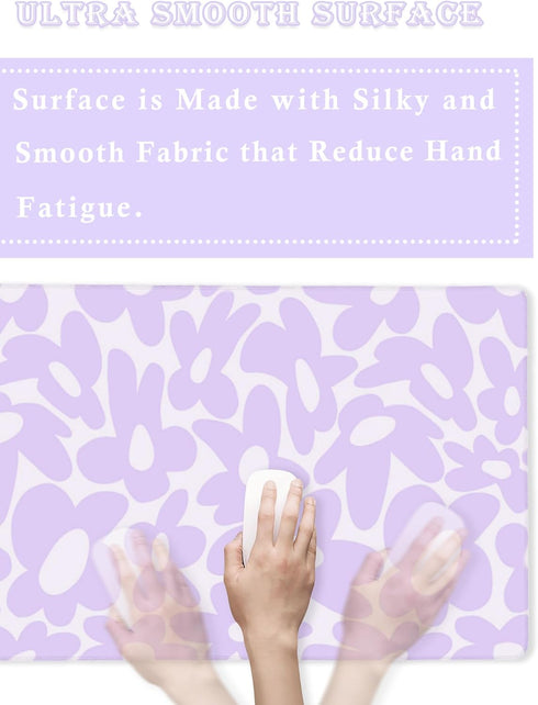 Cute Desk Pad - Aesthetic Kawaii Desk Mat, XL Purple Keyboard Pad, Cute Office Decor for Women, Desk Mat Purple -
