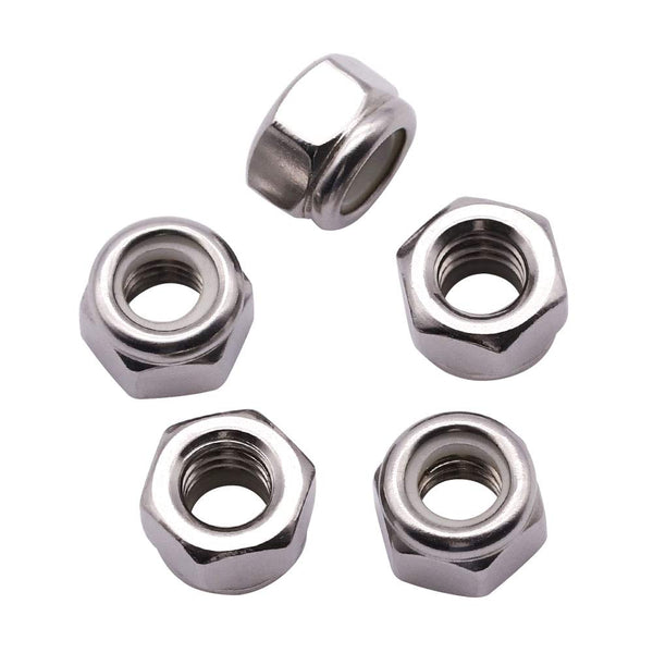 #10-24 inch Nylon Insert Hex Lock Nuts (50 Pack), 304 Stainless Steel (18-8), Corrosion-Resistant Hex Lock Nuts with