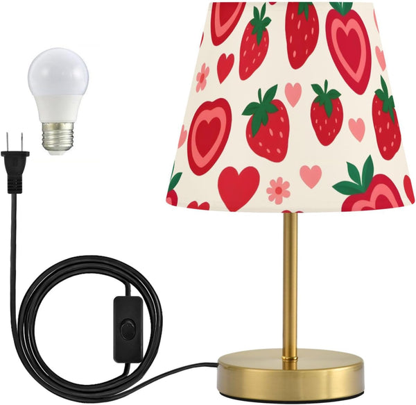 ALAZA Table Lamp for Bedroom Nightstand Heart Strawberry Flower Bedside Lamp with