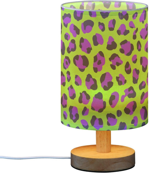 Pfrewn Prewn Table Lamp with USB Port Purple Neon Green Leopard Bedside Lamps for Nightstand Small Desk Reading Lamp