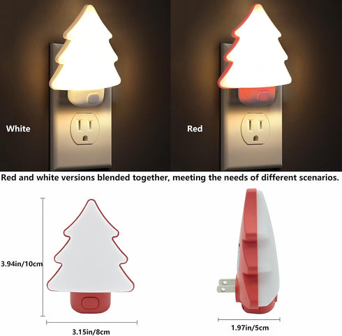 4-Pack Dimmable LED Night Lights Plug into Wall, Christmas Tree Night Light for Kids, White Warm Nightlight