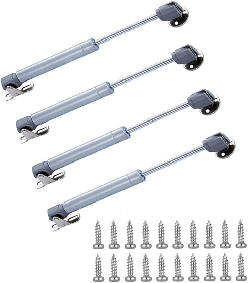 80N/18 lb Gas Strut Cabinet Hinge Safety Lift Support, 6" Length, 4 Set, Silver