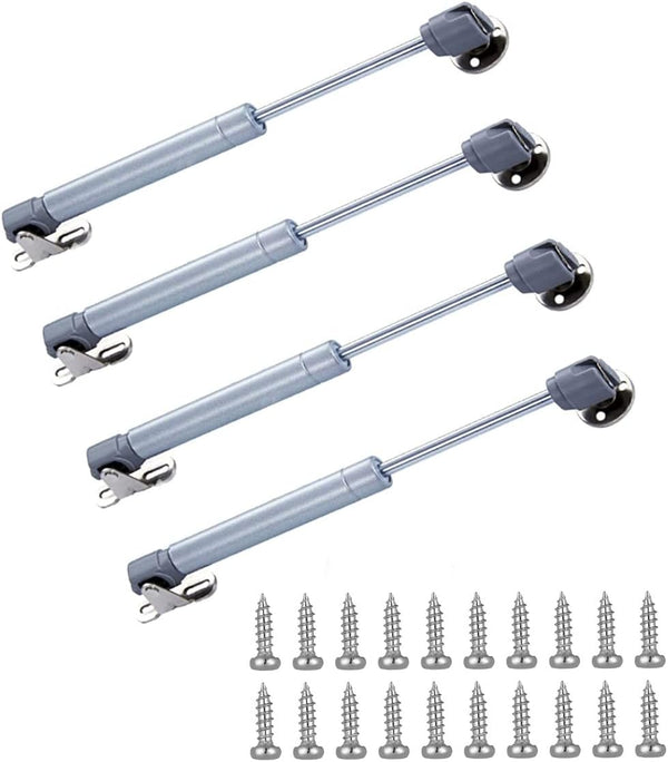 80N/18 lb Gas Strut Cabinet Hinge Safety Lift Support, 6" Length, 4 Set, Silver