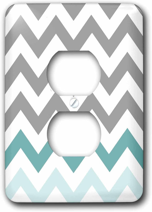 3dRose lsp_179811_6 Grey Chevron with Mint Turquoise Zig Zag Pattern Outlet Cover