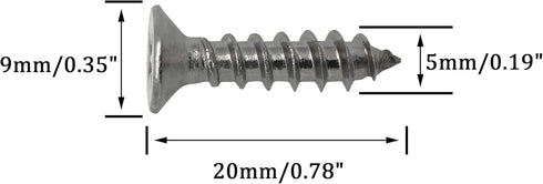5 x 20mm Flat Head Phillips Drive Screws - Self Drilling 304 Stainless Steel Drywall Wood Screws (100Pcs)