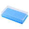 YOKIVE Double Panel Plastic Test Tube Rack Holder with Lid for 10.5mm, 8.5mm Lab Test Tubes (Blue, 96-Sockets)