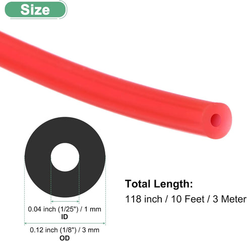 1/25"(1mm) 1/8"(3mm) 10ft(3 M METERXITY Silicone Tubing, ID x OD Silicone Rubber Vacuum Tube, M) High Temp Water Air