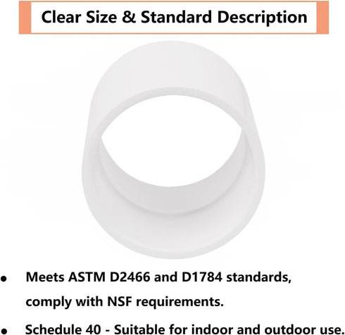 2Pack 3" PVC Pipe Coupling Adapter, Schedule 40 Heavy Duty Slip Socket Connectors for DIY Garden Support, White