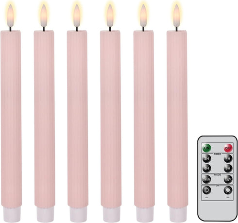 Spring Taper Candles Pastel Flameless Flickering with Remote Timer, Battery Operated Warm