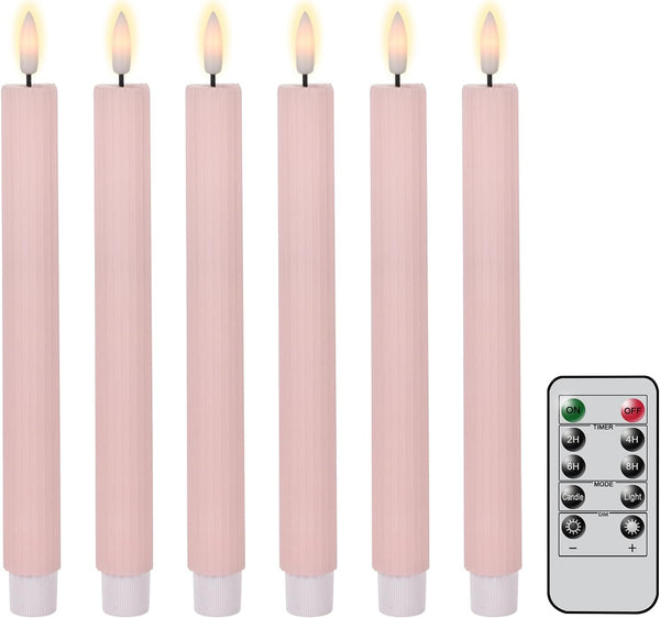 Spring Taper Candles Pastel Flameless Flickering with Remote Timer, Battery Operated Warm