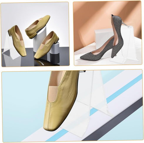 SHINEOFI 8pcs Acrylic Shoe Display Stands Small A-shape Sneaker Shelf Organizer for Retail Store High Heels Sandals