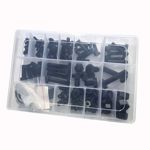 Black Nylon Hex Bolt Metric Thread Hexagon Screw Assortment Set Kit 226pcs M4 M5 M6 M8 M10