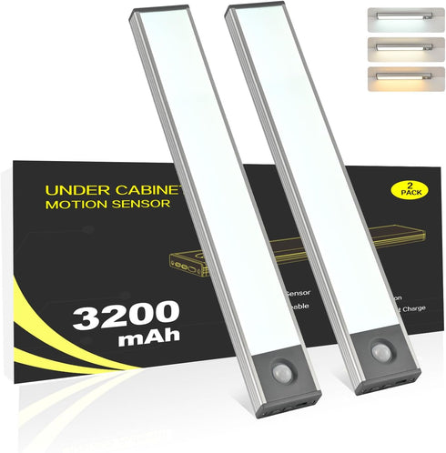 FLAMWILD Under Cabinet Lighting, 3200mAh Motion Sensor Light Indoor, 3 Color Temp, Rechargeable