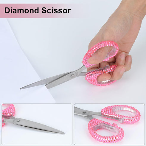 Office Stationery Set - 4 Piece Desk Accessory Kit with Stapler, Tape Dispenser, Pens, Scissors (Pink)