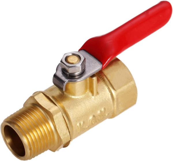 2 PCS Lead-Free Brass Mini Ball Valve Shut Off Switch, 1/4" NPT Male x 1/4" NPT Female Pipe Fittings
