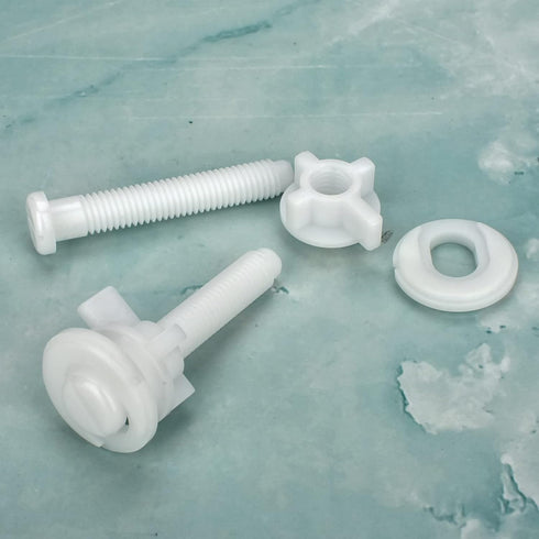 Plastic Toilet Seat Hinge Bolt Screws 2 Pack, Replacement with Nuts and Washers for Top Mount Toilet Seat