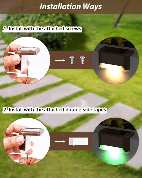 8 Pack Solar Deck Lights, Waterproof Color Changing Solar Fence Lights for Pool, Step, Patio, Deck, Backyard