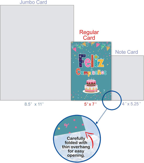 NobleWorks Spanish Birthday Card with Envelope, Hispanic Latino Celebration Card, Feliz Cumpleanos