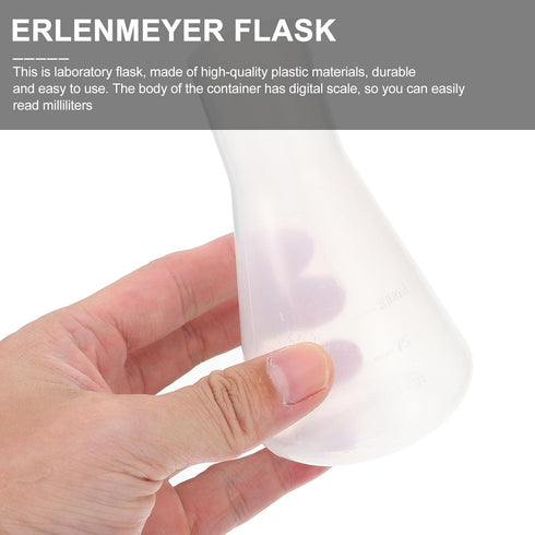 10pcs Plastic Conical Flasks for Chemistry, Scale Flask for Laboratory Erlenmeyer Flask Experiment, Plastic Flask