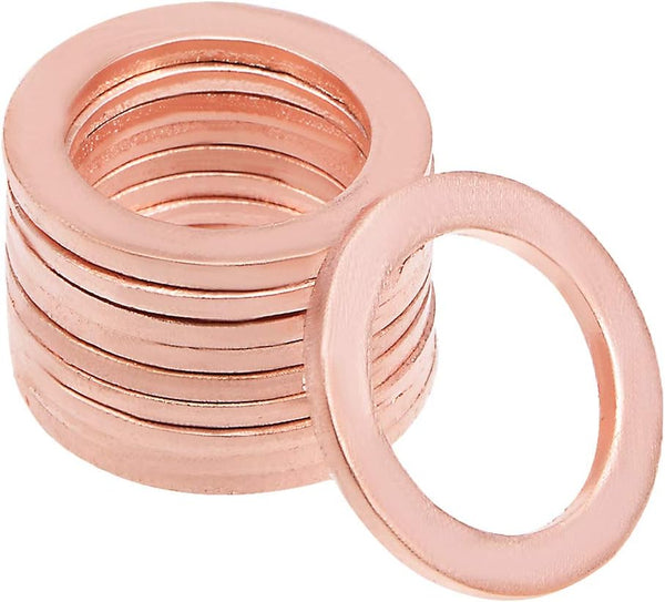 uxcell 10Pcs 14mm x 20mm x 1.5mm Copper Flat Washer for Screw Bolt