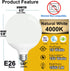 ILC G120 LED Large Globe Light Bulbs, 15W Color Changing, 150W Equivalent, E26 Base, 4000K, 2 Pack