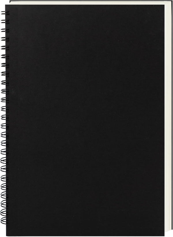 DSTELIN 9 inch x 6 inch Blank Spiral Notebook, Soft Cover, 160 Pages / 80 Sheets, Black Sketch Book