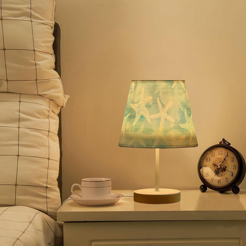 3 ALAZA Table Lamp Seashells Nautical Ocean Blue Coastal Bedside Lamp for Bedroom LED Nightstand Desk Lamp with USB