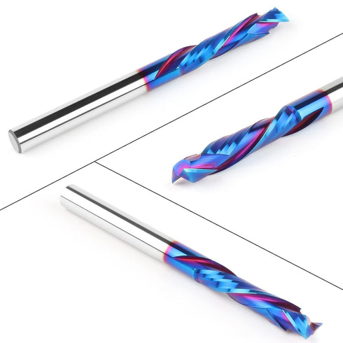 EANOSIC 1/4" Shank,1-1/4" 3 Inch, Compression Spiral Router Bits Cutting Length, Extra Long Carbide UP Down Cut CNC