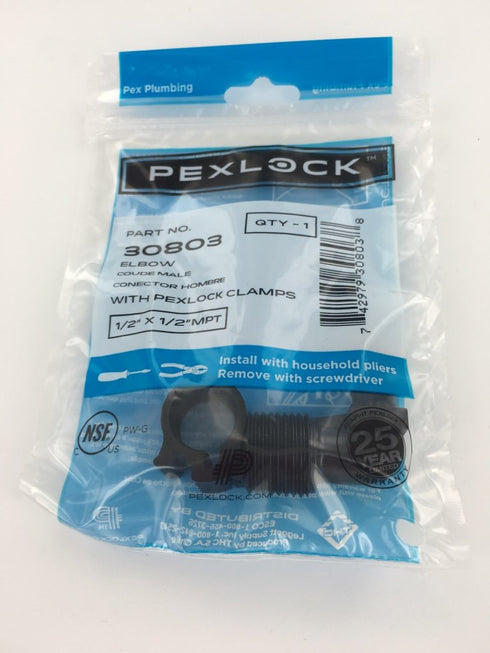 30803 Male Elbow, 1/2" x 1/2" MPT, Black