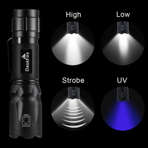 2 in 1 Blacklights Flashlight, UV 395nm Ultraviolet Torch Light for Home Security and Outdoor Activities