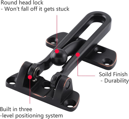 WellMade Bronze1 Pack) Swing Bar Door Lock Latch,Door Security Latch for Kids Safety and Home Security, Reinforcement