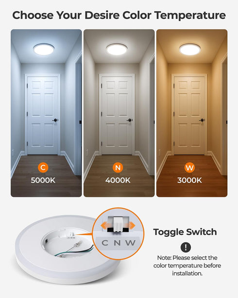 1800LM 3000K/4000K/5000K Dimmable 8.7inch Matane LED Flush Mount Ceiling Light Fixture with Night Light, Selectable