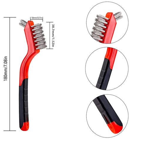 Set (18, 18PCS Wire Scratch Brush Soft Grip for Rust, Dirt & Paint Scrubbing with Deep Cleaning - Stainless Steel Wire)