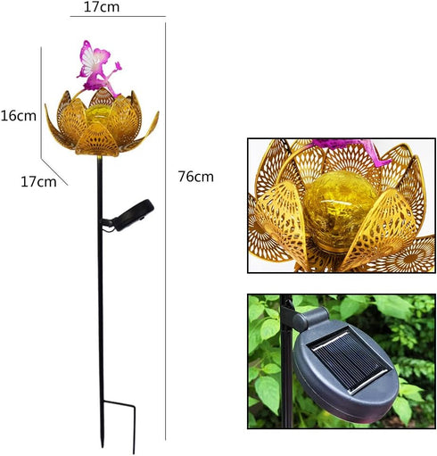 YZYOE Solar Lotus Fairy Floor lamp, Garden Decoration Wrought Iron Retro Cute elf Floor lamp, Wireless Dusk to Dawn LED