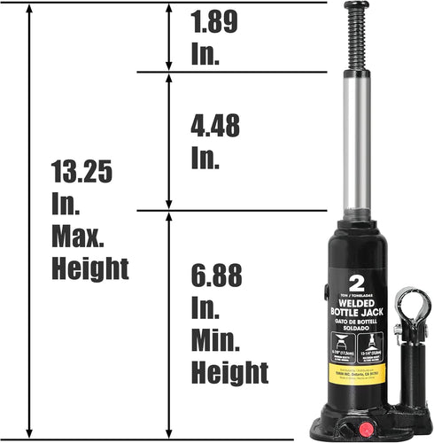 Torin 2 Ton (4,000 LBs) Capacity Hydraulic Welded Bottle Jack, AT90203BB , Black by Torin