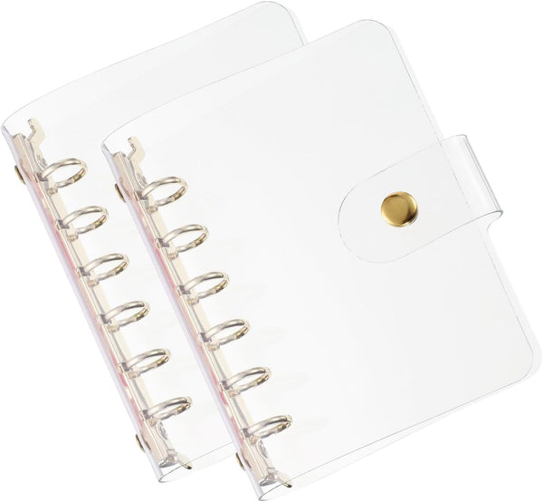 PATIKIL A7 Clear Binder Cover, 2Pcs Soft PVC Loose Leaf Binder Protector, 6 Ring for DIY Meeting Notebook Folder