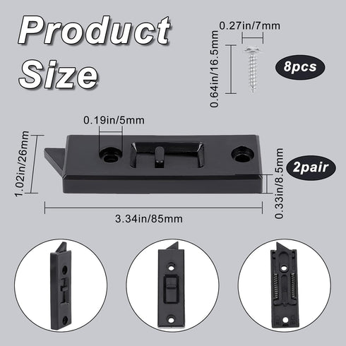 GORGECRAFT 2 Pairs Tilt Latch Replacement Window Parts, Plastic Construction with 8Pcs Iron Screws for Home Windows