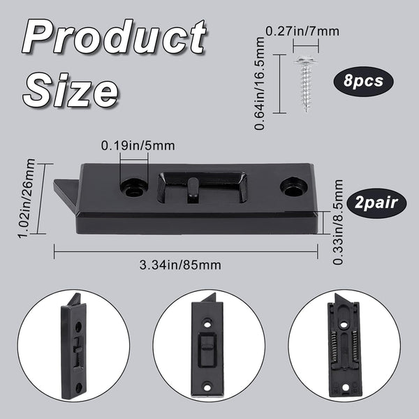 GORGECRAFT 2 Pairs Tilt Latch Replacement Window Parts, Plastic Construction with 8Pcs Iron Screws for Home Windows