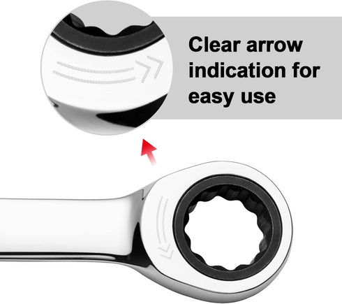 Jetech 15mm Ratcheting Combination Wrench, 12PT 72 Tooth Gear Wrench, Industrial Grade Cr-V Steel Gear Spanner
