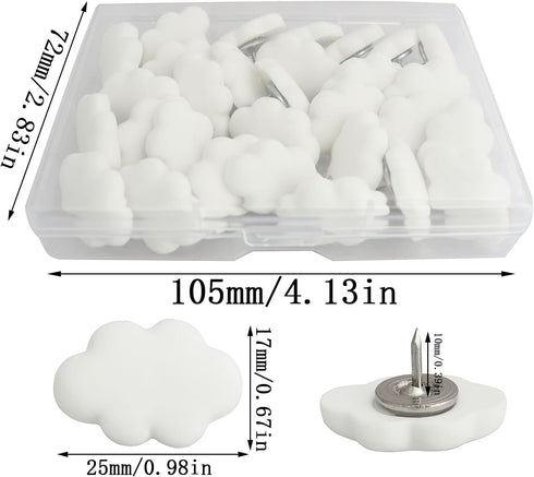 Cloud Pushpin yyangz 30PCS White Decorative Cloud Push Pins for Wall Hanging Posters Pictures Photos Memo DIY Craft Gift Bags Projects Home Decor Office School Supplies, Cute Thumb Tacks