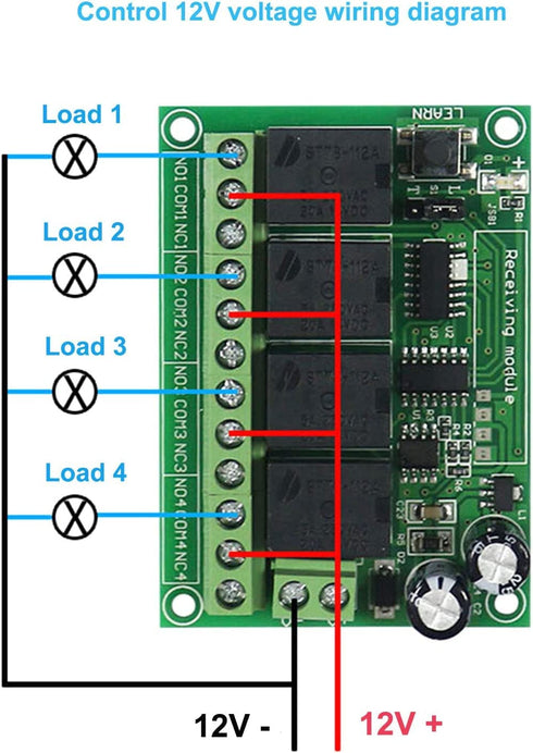 12V 4 433Mhz 10A EV1527 Channels Wireless Remote Control Switch with Industrial watterproof Transmitter Relay Module