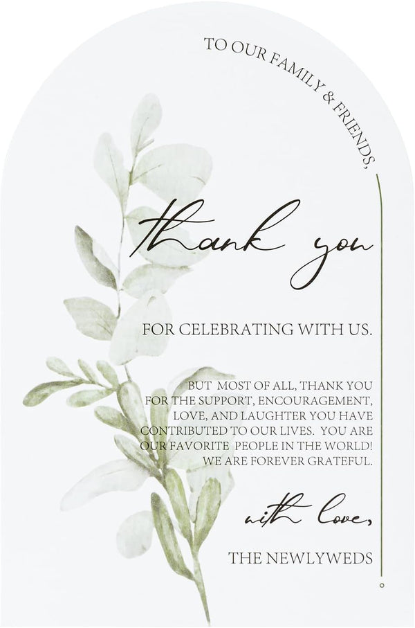 Crisky Arch Design Greenery Thank You Place Setting Cards, 100 Pcs, Chic